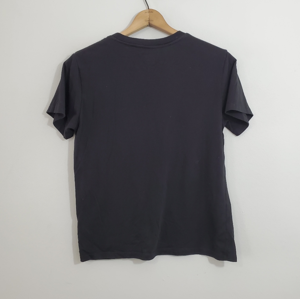 MTV Black Tee with Red Logo and Multicolor Floral Embroidery - Picture 2 of 3